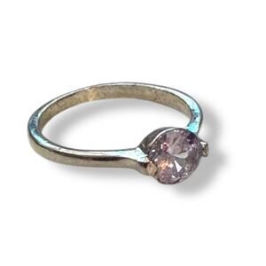 Faux Amethyst Solitaire Light Purple Silver Ring Size 6.5 NEW